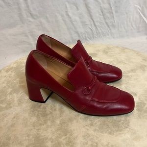 Red Leather Loafer Heels